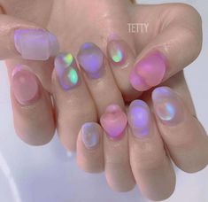 Pretty Manicures, Aurora Nails, Asian Nails, Soft Nails, Glass Nails, Nail Salons, Kawaii Nails, Gem Nails, 3d Nails