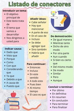 a spanish poster with the words list and other things to do on it in different languages