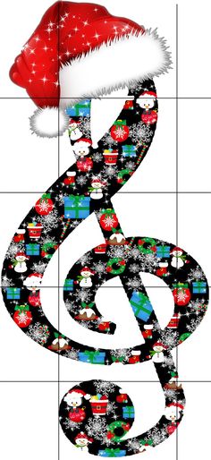 a music note with a santa hat on it