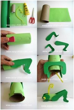 step by step instructions on how to make an origami frog from toilet paper