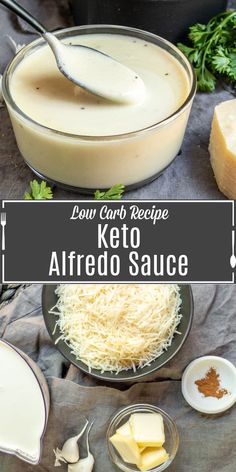 low carb keto alfredo sauce with cheese and parmesan