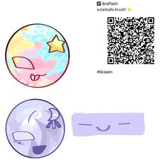 some stickers that are on the back of a cell phone screen and in front of a qr code