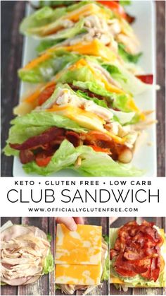 the keto gluten free low carb club sandwich with cheese and lettuce