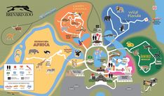 a map with animals and places to see