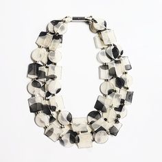 Sheer Triple Strand Necklace by Einat Cohen (Mixed-Media Necklace) | Artful Home Straw Necklace, Metal Bra, Mixed Media Necklace, Artful Home, Magnetic Clasp, Strand Necklace, Geometric Shapes, Mixed Media, Original Art