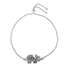 "Keep a little reminder of your favorite large animal with you at all times with this adorable sterling silver elephant bracelet. Keep a little reminder of your favorite large animal with you at all times with this adorable sterling silver elephant bracelet. Additional details: adjustable design Metal: sterling silver Length: 10 in. Clasp: lobster-claw Finish: oxidized, polished, textured Please note, due to the high value of this item, a signature may be required upon delivery. Size: 10"". Colo Adjustable Hypoallergenic Sterling Silver Bracelet Gift, Silver Sterling Bracelets For Best Friend Gift, Adjustable Sterling Silver Charm Bracelet For Everyday, Nickel-free Sterling Silver Bracelet For Best Friend, Silver Sterling Silver Bracelet For Best Friend, Adjustable Sterling Silver Bracelet For Friendship, Everyday Adjustable Charm Bracelet With Sterling Silver Clasp, Sterling Silver Jewelry With Sliding Knot In Silver, Silver Friendship Jewelry With Sliding Knot