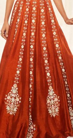 Silk Orange Anarkali Set With Cutdana, Elegant Orange Sets For Navratri, Orange Silk Sets With Cutdana, Orange Silk Sets With Cutdana Details, Orange Traditional Drape Set With Cutdana, Semi-stitched Orange Dress With Intricate Embroidery, Orange Silk Dupatta For Reception, Orange Raw Silk Choli, Silk Orange Anarkali Set With Pallu