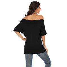 Black Cotton Blend Off Shoulder Tops Black Top For Day Out, Shoulder Tops, Off Shoulder Tops, Solid Tops, Women Tops, Summer Casual, Off Shoulder Blouse, Black Cotton, Shoulder Top