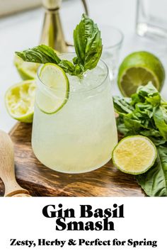 the gin basil smash recipe is ready to be eaten