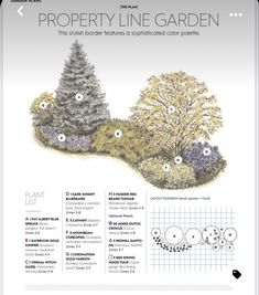 an info sheet showing the different types of trees and shrubs that can be found in this garden