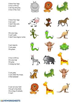 an animal worksheet for kids to learn how to read and understand the animals