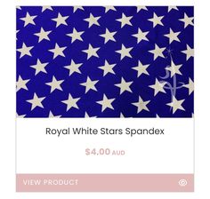 the royal white stars spandex is $ 4 00 aud