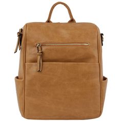 Diona J Women's Vegan Leather Convertible Handle Zipper Backpack Color Light Brown Style #: Fm-0276 Material: Faux Vegan Leather Measurements: 11 X 5.5 X 13 (4)" Versatile Softback Leather Backpack With Zipper Closure, Versatile Softback Leather Backpack With Zipper, Chic Everyday Backpack With Zipper Closure, Beige Leather Backpack With Zipper For On-the-go, Beige Leather Satchel Backpack With Zipper, Beige Leather Satchel Backpack With Zipper Closure, Chic Brown Backpack With Zipper Closure, Beige Leather Backpack With Zipper Closure For On-the-go, Beige Leather Backpack With Zipper For Travel