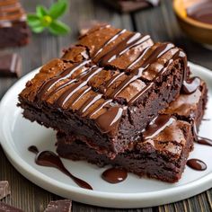 two pieces of chocolate cake on a plate