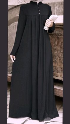 Abaya Fashion Black Simple, Simple Abaya Black, Black Burqa, Trendy Abaya