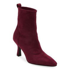 These Worthington women's Olympia booties are a chic style for cooler temps. Made from soft faux suede in a fall-worthy burgundy hue, this pull-on pair has a 1.75-inch flared heel, a pointed toe and a comfortable memory foam insole. Wear them with jeans or a dress. Features: Memory FoamClosure Type: Pull OnFootwear Technology: Memory Foam InsoleBoot Shaft Height: 6 InchesShoe Heel Height: 1 3/4 InchesUpper/Outer Base Material: 100% PolyuretheneShoe Lining Material: Polyurethane, NylonSole Materi Burgundy Ankle Boots For Winter, Burgundy Ankle-high Heeled Boots For Winter, Winter Burgundy Ankle-high Heeled Boots, Trendy Burgundy Boots For Winter, Trendy Burgundy Winter Boots, High Ankle Suede Booties For Fall, Fitted Suede Booties For Fall, Winter Suede Mid-calf Boots With Pointed Toe, Trendy Burgundy Heeled Boots For Fall