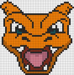 a cross stitch pattern with an orange cat's face