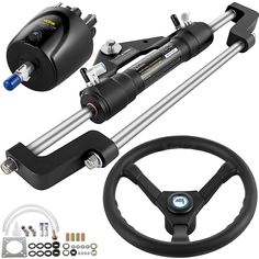 steering wheel and pedal kit for the bmw e - trac, with blue grips