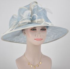 Summer Wide Brim Hat With Feather Trim, Blue Feather Trim Hat For Races, Blue Hat With Feather Trim For Weddings, Blue Hats With Feather Trim For Weddings, Blue Feather Trim Mini Hat For Summer, Blue Mini Hat With Feather Trim For Summer, Blue Mini Hats With Feather Trim For Summer, Summer Blue Hat With Feathers, Blue Feathered Summer Hat