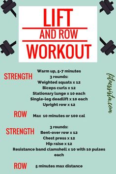 an exercise poster with the words lift and row workout