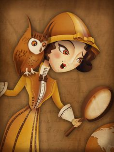 i love the highlights and shadows in the illustration.  the textured background on this adds dimension to the picture as a whole Owl Wisdom, Owl Girl, Minimal Color, Color Paint, Illustrator Illustration, Creative Illustration, Creative Skills, Owl Art, Book Cover Art