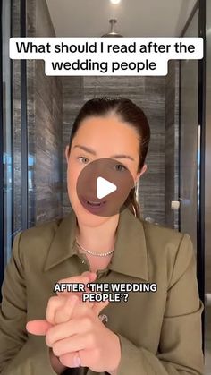 a woman is talking to someone on her wedding video chater, with the caption'what should i read after the wedding people? '