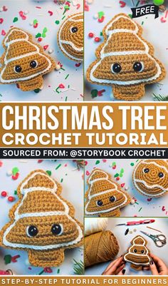 crochet christmas tree ornament with instructions to make it in the shape of a poop