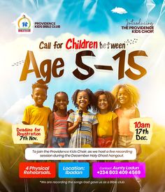 an advertisement for the children's age - s - 15 program