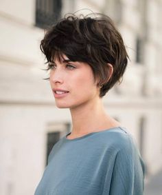 Disheveled Tapered Brunette Pixie with Flyaways Bowl Haircuts Women, Pixie Brown Hair, Long Pixie Hairstyles For Fine Hair, Pixie Bowl Cut, Medium Pixie Haircut, Medium Pixie Cut, Long Pixie Cut With Bangs, Bowl Haircut Women, Gray Haircuts