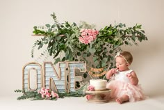 Smashed Cake Photoshoot, One Year Cake Smash Girl, Smash The Cake, 1st Birthday Party For Girls, Smash Cake