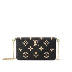 LOUIS VUITTON® - Félicie Pochette - Black/beige Louis Vuitton Felicie Pochette, Handbags Women, Louis Vuitton Pochette, Louis Vuitton Official, Monogrammed Leather, Press Studs, Small Leather Goods, Leather Goods, Cowhide Leather