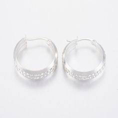 Product Details Material: Stainless Steel Hoop Earrings, with Rhinestone, Silver-Plated Size: 25x23x9mm, Pin: 1x0.8mm Silver Small Hoop Earrings With Plating, Silver Cubic Zirconia Pierced Hoop Earrings, Sterling Silver Plated Hoop Earrings, Metal Round Hoop Earrings With Plating, Metal Hoop Earrings With Plating, Round Metal Hoop Earrings With Plating, Metal Hoop Jewelry With Rhinestones, Round Rhinestone Hoop Earrings As Gift, Hoop Cubic Zirconia Earrings With Plating