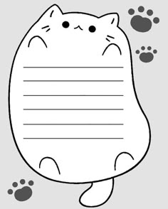 a cat with paw prints on it's face and writing paper in the middle