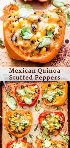 mexican quisadilla stuffed peppers on a baking sheet