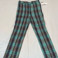 Urban Outfitters Nwt Size 4 Women’s Plaid Pants Plaid Fitted Straight Leg Bottoms, Fitted Plaid Straight Leg Bottoms, Urban Outfitters Straight Leg Cargo Pants, High Waist Stretch Plaid Bottoms, Green Bottoms With Pockets From Urban Outfitters, Green Bottoms With Pockets By Urban Outfitters, Green Wide Leg Bottoms By Urban Outfitters, Fitted Green Bottoms From Urban Outfitters, Fitted Urban Outfitters Pants With Pockets