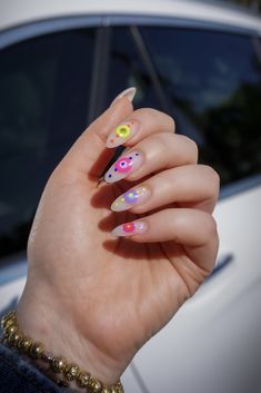 cute summer nails Ombre Chrome Nails, Nail Summer, Bright Nail Art, Evil Eye Nails, Retro Nails, Summer Nail Art