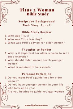 a woman's bible study guide with the words, tips and instructions for women