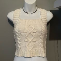 Nwot Amazing Material Bought From Pacsun Size M Fitted Cream Knit Tank Top, Fitted Cable Knit Top For Summer, Fitted Cotton Cable Knit Top, Kendall Kylie, Kendall + Kylie, Knit Tanks, Pacsun, Color White, Womens Tops