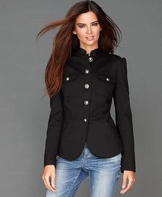 INC International Concepts Jacket, Ponte-Knit Band Military Chic, Military Jackets, Band Jacket, Lace Blazer, Jackets Women