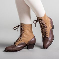 Beautiful reproduction lace-up boots perfect for late Victorian, Edwardian, and Vintage fashion and costume. High-quality, comfortable, and perfect for everyday wear, historical reenactment, witches, Lolitas, steampunks, historybounding, theater, and cost Edwardian Boots, American Duchess, Boots Wide, Popular Boots, Historical Reenactment, Oxford Boots, Cuban Heels, Shoe Inserts, Paris Woman