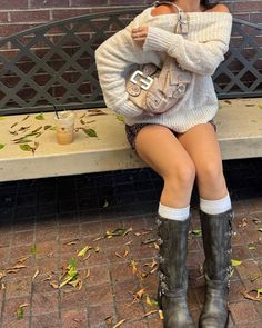 cozy season in my @justfabonline boots 🍂🧸🤍 #JFViralBoot #justfabpartner #fallfashion Romper And Boots, Nyc Fits, Dope Fits, Cozy Season, Streetwear Fashion Women, Fur Boots, Really Cute Outfits, School Fashion