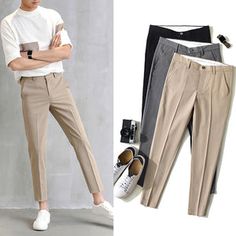 Milano Slim Cropped Summer Pants - Bellezza Republic Minimalist Fashion Men, Sporty Looks, Slim Suit, Stylish Men Casual, Korea Style, Mens Casual Dress Outfits, Men Stylish Dress, Mens Fashion Casual Outfits, Cool Outfits For Men