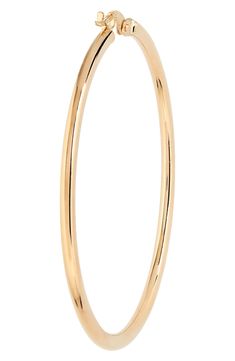 Large, gleaming 18-karat gold hoops make a timeless accessory. 1 5/8" hoop diameter; 1/8" width. Snap-post closure. 18k gold. By Roberto Coin; made in Italy. Roberto Coin, Timeless Accessories, Gold Hoops, Gold Hoop, Gold Hoop Earrings, Gold Bracelet, 18k Gold, Coin, In Italy