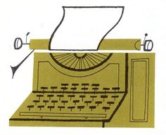 a drawing of an old fashioned typewriter