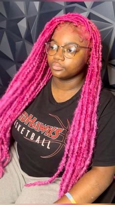 Pink distressed locs🩷hair is always included in my styles🤩 #locstyles #pink #pinkhair #pinkbraids #pinklocs #distressedlocs #pinkdistressedlocs #pinkknotlessbraids #pinkwiginstall #pinkwig #pinkaesthetictheme #pinkaesthetictheme #pinknails #pinkvenom #fauxlocs #fauxlocsinspiration #softlocs #braidsblackgirl #blackgirlpinkhair Pink Soft Locs Black Women, Pink Distressed Locs, Pink Faux Locs Black Women, Locs Black Women, Distressed Locs, Hair Color For Dark Skin, Soft Locs