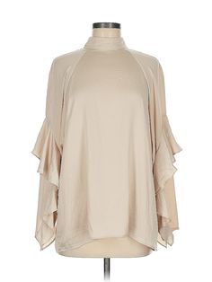 H&M 3/4 Sleeve Blouse Size: 8 Tops - used. 100% POLYESTER | H&M 3/4 Sleeve Blouse: Tan Tops - Size 8 H&m Tops For Spring Layering, H&m Spring Layering Tops, H&m Long Sleeve Tops For Layering, Spring Blouse With 3/4 Sleeves For Layering, H&m Beige Tops For Spring, Beige 3/4 Sleeve Tops For Work, H&m Long Sleeve Solid Color Top, Chic Long Sleeve H&m Blouse, H&m Stretch Short Sleeve Tops