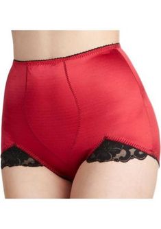 These panty briefs from Rago feature shaped tear drop front panel for tummy control. | Rago Women's Panty Briefs- Light Shaping, Red Retro Lingerie, Pretty Lingerie, Vintage Lingerie, Beautiful Lingerie, Bras And Panties, Stretch Lace, Shapewear, Women Lingerie, Briefs