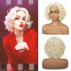 PRICES MAY VARY. 【Premium Heat Resistant Wigs】This lace wig Short Medium Platinum Blonde Blended Wavy Bob Synthetic Wig Quality Synthetic Hair with Heat Resistant up to 377°F 【Hair Advantages】 13×3 lace front curly wigs，the curly style is shaped by physical high temperature without any chemicals. Natural hairline with baby hair. All design for a more natural look, like your own hair. 【Natural & Comfort】This swiss lace women's wig looks natural and is soft, skin-friendly, comfortable and breathab Platinum Wigs, Halloween Costume Women, Blonde Curly Wig, Finger Wave, Women Wigs, Curly Short, Fashion Hairstyles, Finger Waves, Blonde Lace Front Wigs