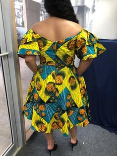 "African ankara hand made women knee length off the shoulder multi color dress pleated waist and side pockets Multi color multi fabric ankara print Cotton and polycotton fabric Fit for all parties and occasions Contact me for other sizes or if you want different body measurements. Check the measurement before purchasing. Please take your measurements before you order. Please don't assume that you know your measurements because every store has their own size guide. Let me know within 3 days after Yellow Fitted Ankara Fabric Dress, Summer Short Sleeve Mini Dress In Ankara Fabric, Summer Short Sleeve Ankara Mini Dress, Knee-length Ankara Fabric Dress, Fitted Short Sleeve Mini Dress In Ankara Fabric, Fitted Short Sleeve Ankara Mini Dress, Summer Knee-length Ankara Midi Dress, Multicolor Ankara Fabric Midi Dress, Casual Multicolor Ankara Fabric Dress