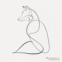 a line drawing of a fox sitting down